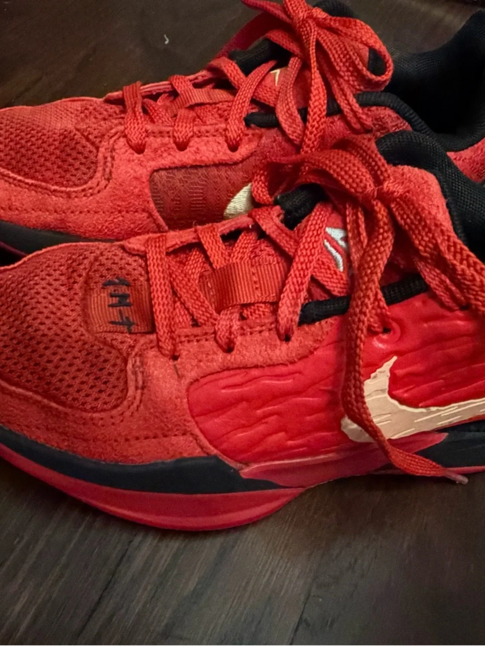 Nike Ja 2 “Nightmare” Kids Red Lace-Up Sneakers size 3.5
